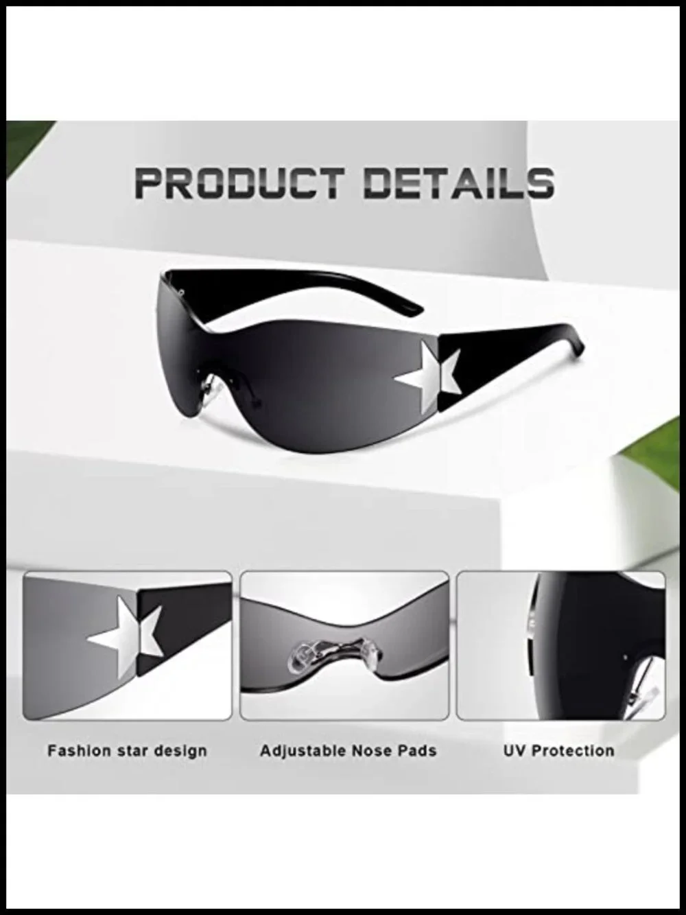 Y2K Wrap Around Oversized Frameless Sunglasses UV400